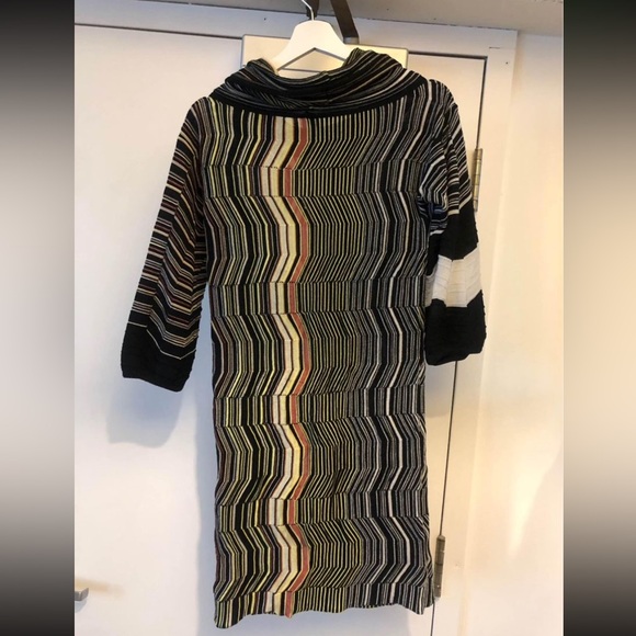 M Missoni knit turtleneck mini dress striped chevron - Picture 6 of 6